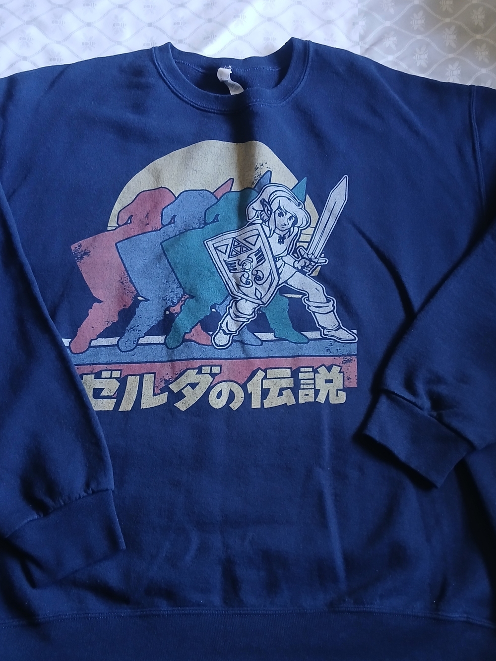 Legend of Zelda Graphic Navy Crewneck Sweatshirt Anime Size Large